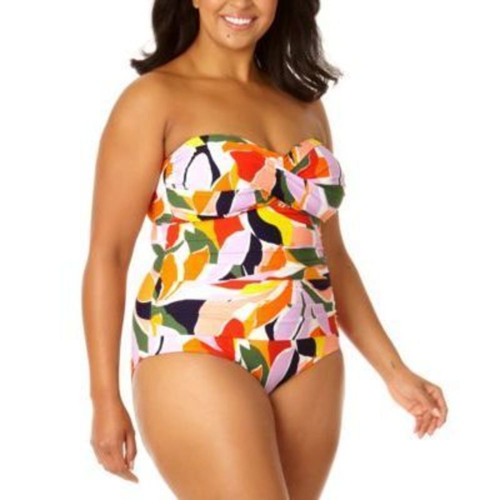 NWT Anne Cole Womens Twist-Front One Piece Pink